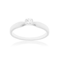 Solitaire or 750 blanc diamant synthétique 0.1 carat