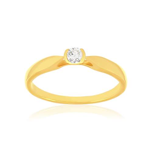 Solitaire or 750 jaune diamant synthétique 0.1 carat