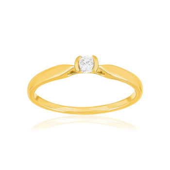 Solitaire or 750 jaune diamant synthétique 0.15 carat