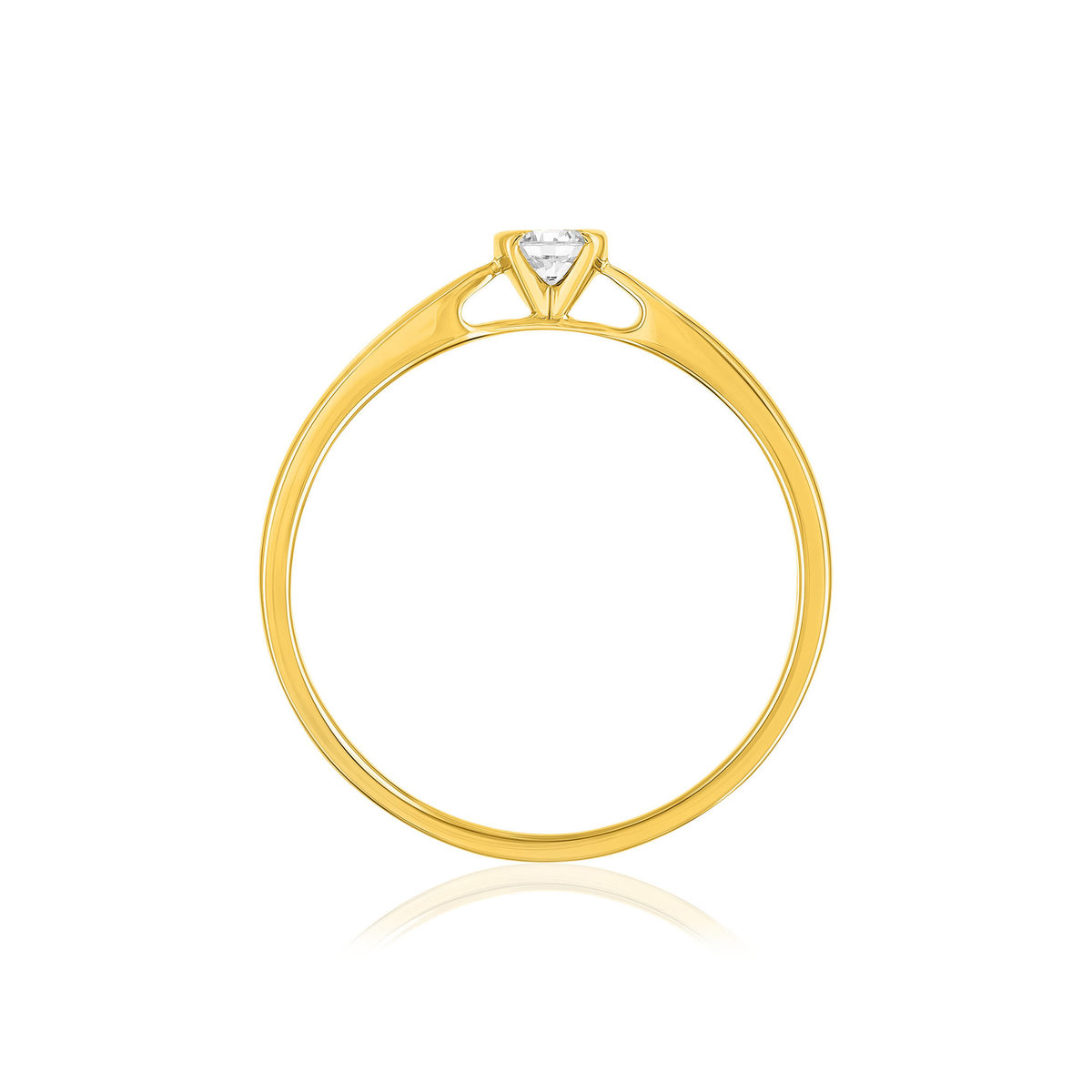Solitaire gold 750 yellow synthetic diamond 0.15 carat - view 2