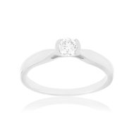Solitaire or 750 blanc diamant synthétique 0.2 carat