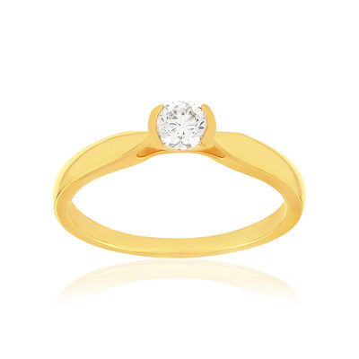 Solitaire goud 750 gele synthetische diamant 0.2 karaat