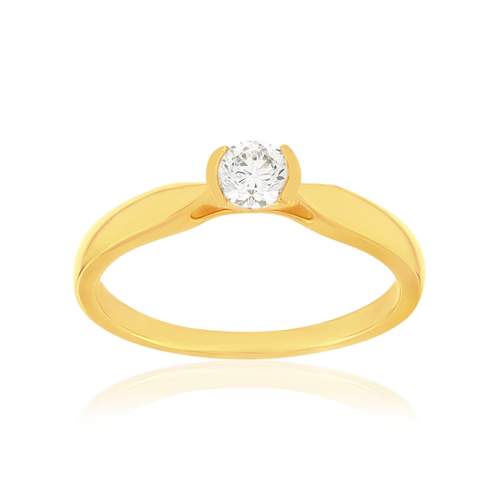Solitaire or 750 jaune diamant synthétique 0.2 carat