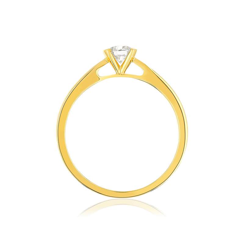 Solitaire or 750 jaune diamant synthétique 0.2 carat - vue 2