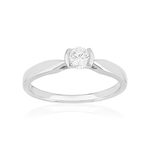 Solitaire or 750 blanc diamant synthétique 0.25 carat - vue 1