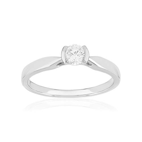 Solitaire or 750 blanc diamant synthétique 0.25 carat