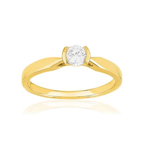 Solitaire or 750 jaune diamant synthétique 0.25 carat