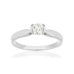 Solitaire or 750 blanc diamant synthétique 0.3 carat - vue 1