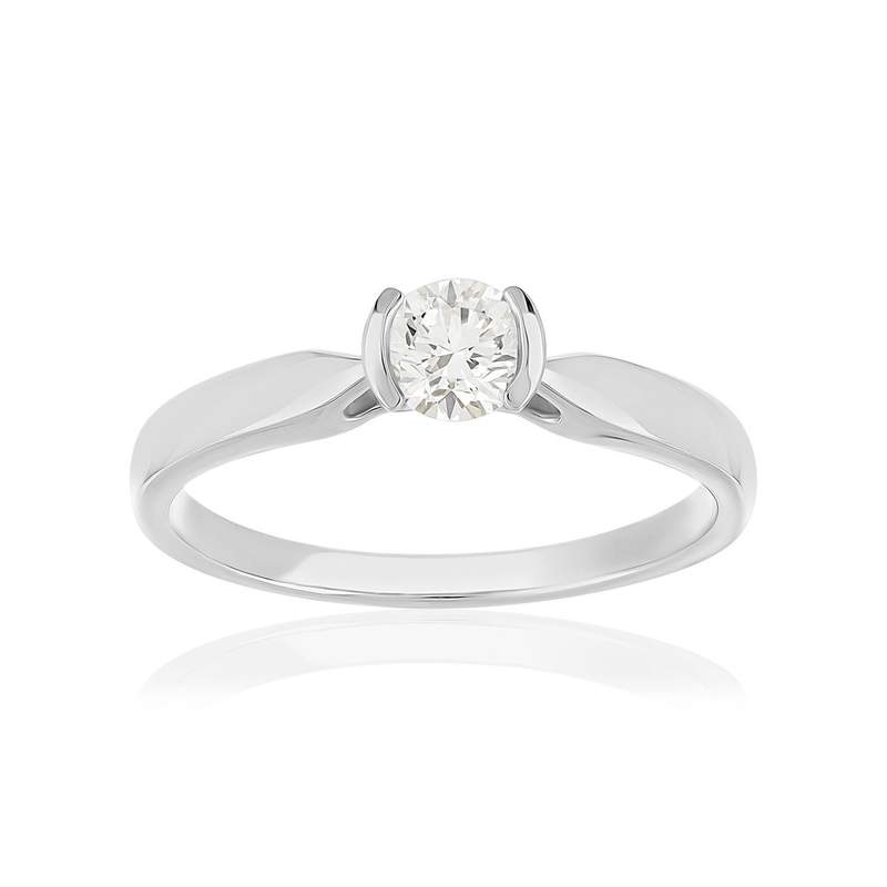 Solitaire or 750 blanc diamant synthétique 0.3 carat - vue 1