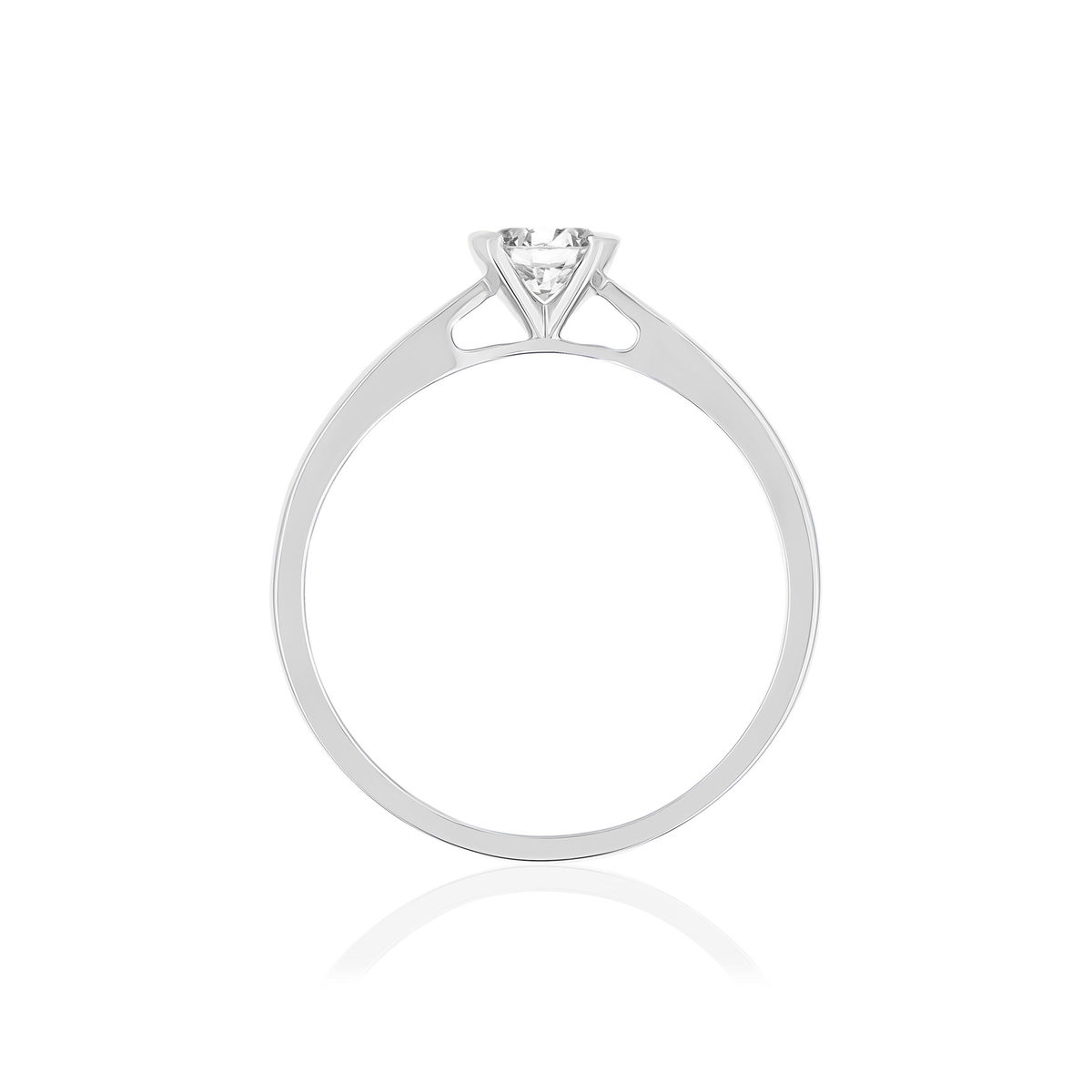 Solitaire or 750 blanc diamant synthétique 0.3 carat - vue 2