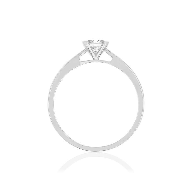 Solitaire or 750 blanc diamant synthétique 0.3 carat - vue 2