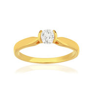 Solitaire or 750 jaune diamant synthétique 0.3 carat