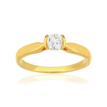 Solitaire or 750 jaune diamant synthétique 0.3 carat