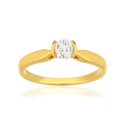 Solitaire or 750 jaune diamant synthétique 0.3 carat