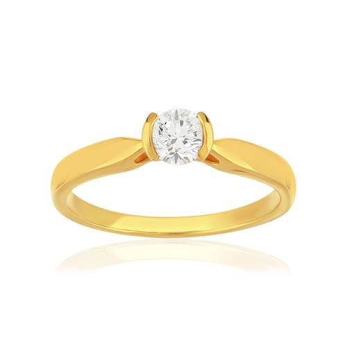 Solitaire or 750 jaune diamant synthétique 0.3 carat