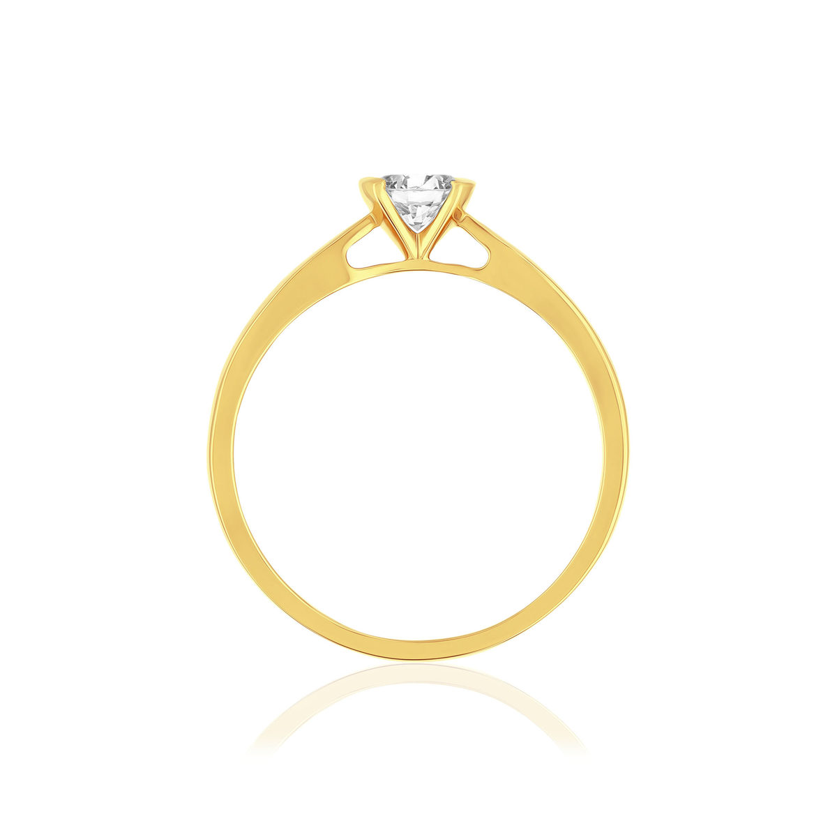 Solitaire or 750 jaune diamant synthétique 0.3 carat - vue 2