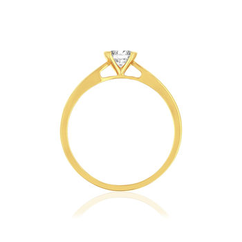 Solitaire or 750 jaune diamant synthétique 0.3 carat
