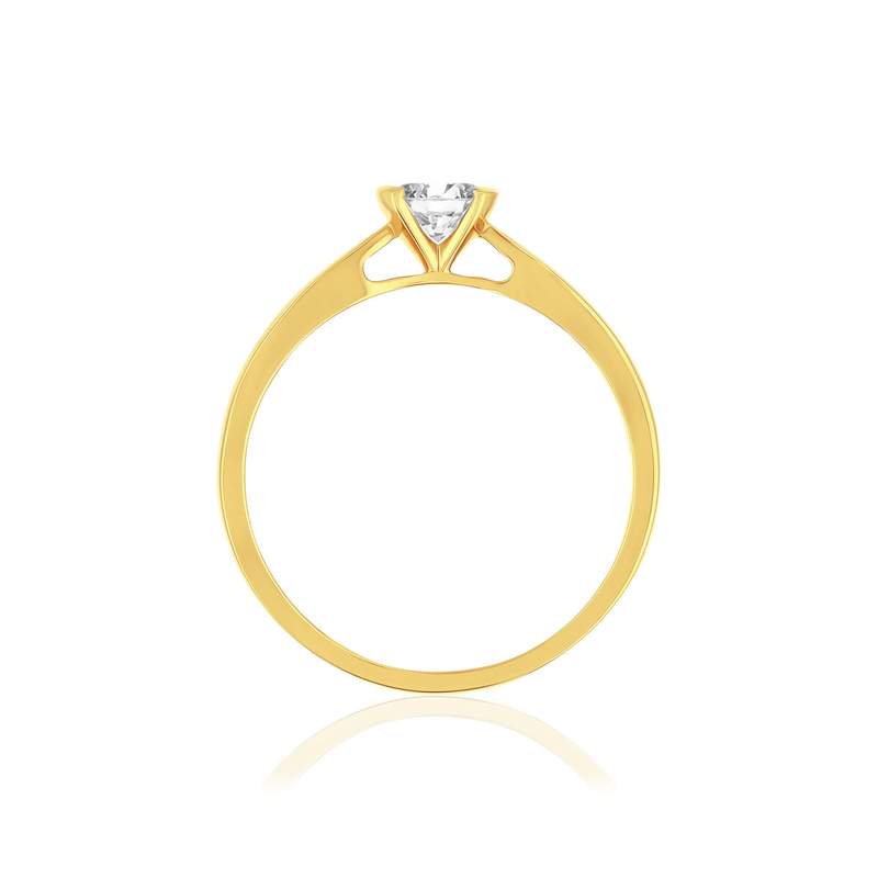 Solitaire or 750 jaune diamant synthétique 0.3 carat - vue 2