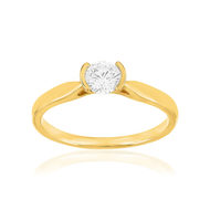 Solitaire or 750 jaune diamant synthétique 0.4 carat