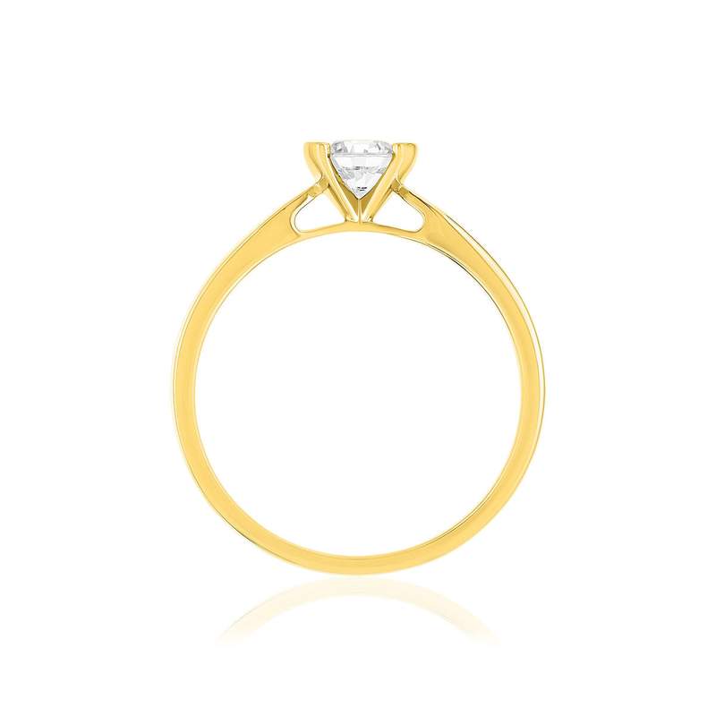 Solitaire or 750 jaune diamant synthétique 0.4 carat - vue 2