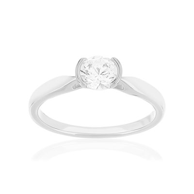 Solitaire or 750 blanc diamant synthétique 0.5 carat