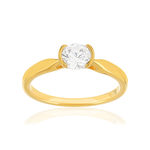 Solitaire or 750 jaune diamant synthétique 0.5 carat - vue 1