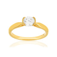 Solitaire or 750 jaune diamant synthétique 0.5 carat