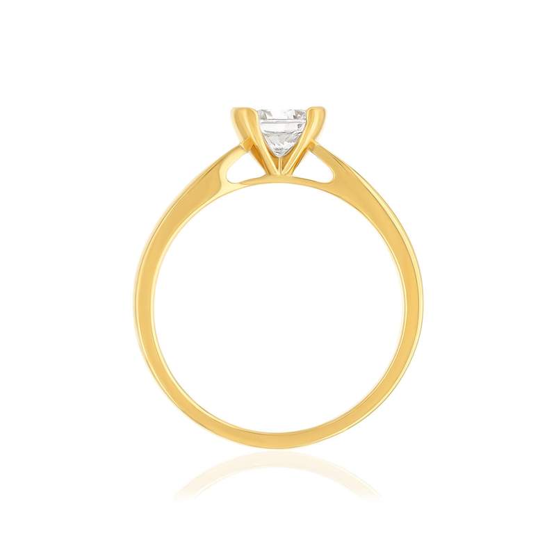 Solitaire or 750 jaune diamant synthétique 0.5 carat - vue 2