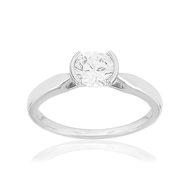 Solitaire or 750 blanc diamant synthétique 0.7 carat