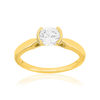 Solitaire or 750 jaune diamant synthétique 0.7 carat - vue V1