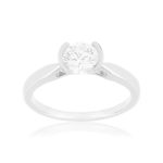 Solitaire or 750 blanc diamant synthétique 0.8 carat - vue 1
