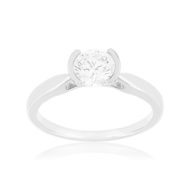 Solitaire or 750 blanc diamant synthétique 0.8 carat