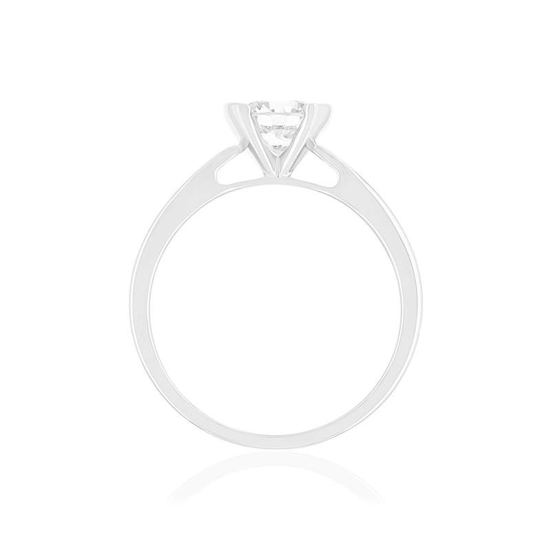 Solitaire or 750 blanc diamant synthétique 0.8 carat - vue 2