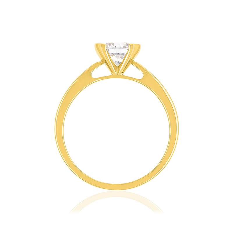 Solitaire or 750 jaune diamant synthétique 0.8 carat - vue 2
