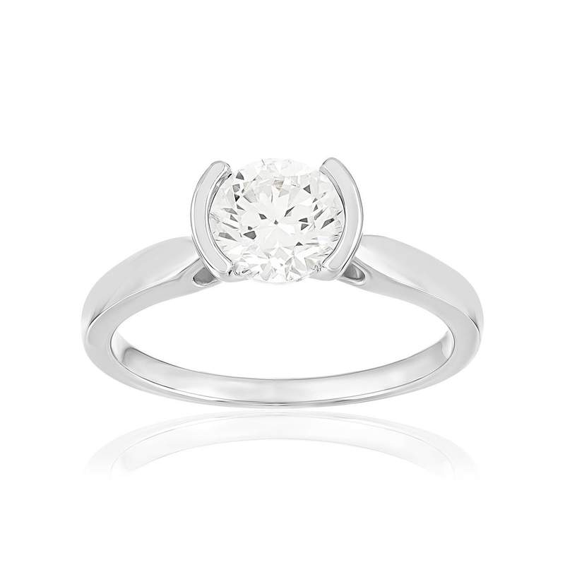 Solitaire or 750 blanc diamant synthétique 1 carat - vue 1
