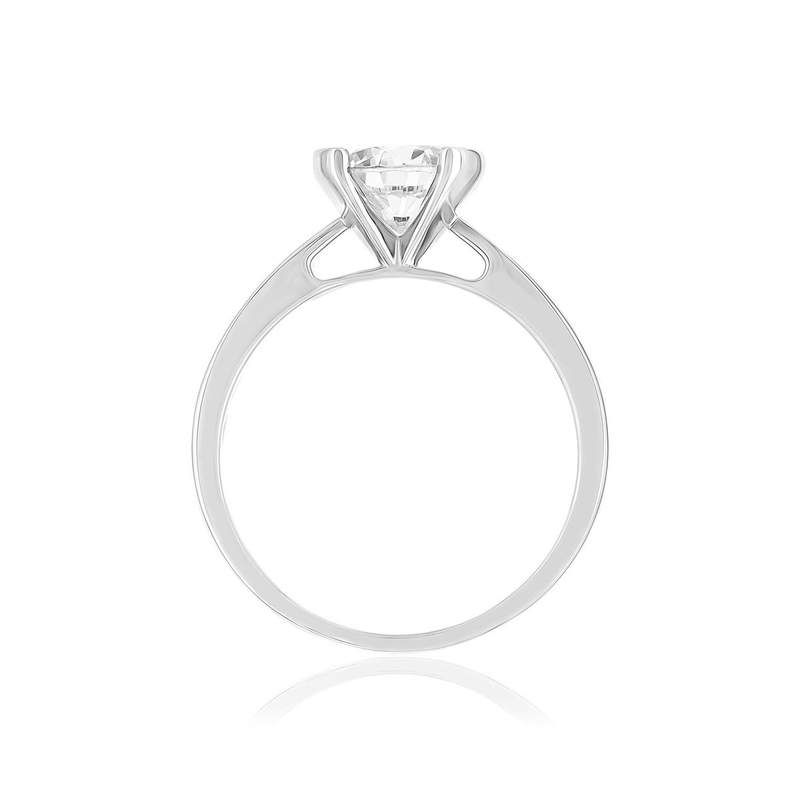 Solitaire or 750 blanc diamant synthétique 1 carat - vue 2