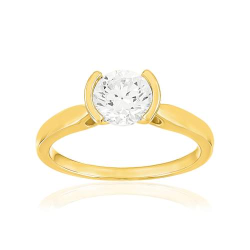 Solitaire or 750 jaune diamant synthétique 1 carat