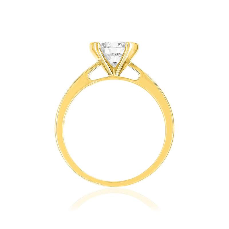 Solitaire or 750 jaune diamant synthétique 1 carat - vue 2