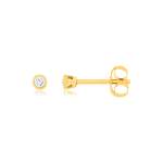Boucles d'oreilles or 375 jaune diamants synthétiques 0.07 ct - vue 1
