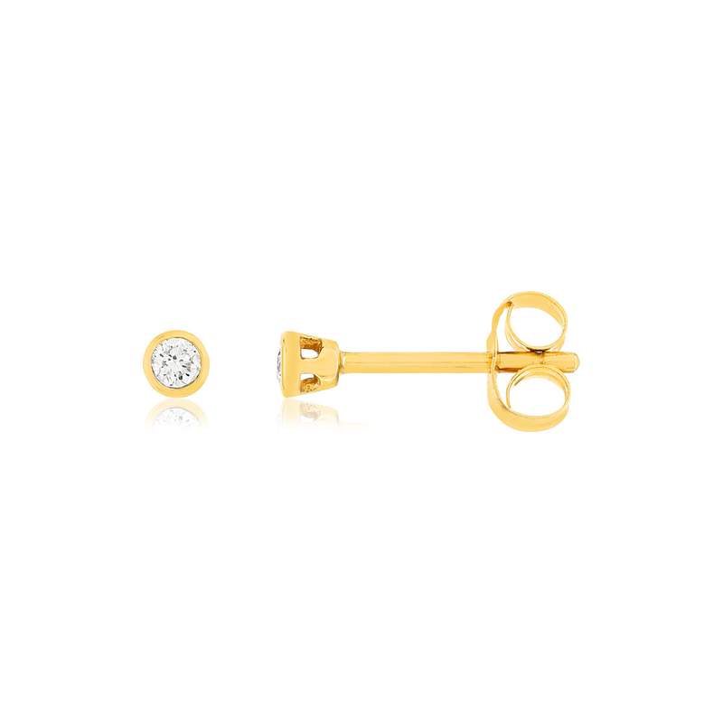 Boucles d'oreilles or 375 jaune diamants synthétiques 0.07 ct - vue 1