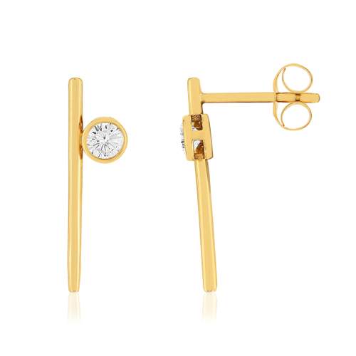 Boucles d'oreilles or 375 jaune diamants synthétiques 0.22 ct