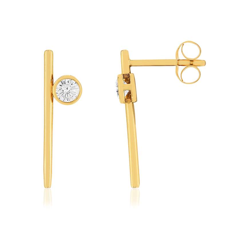Boucles d'oreilles or 375 jaune diamants synthétiques 0.22 ct - vue 1