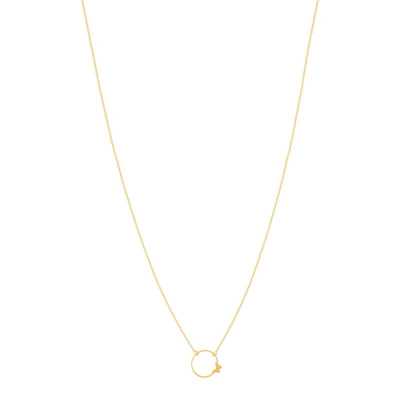 Collier or 375 jaune 45 cm motif anneau et papillon 45 cm - vue 2