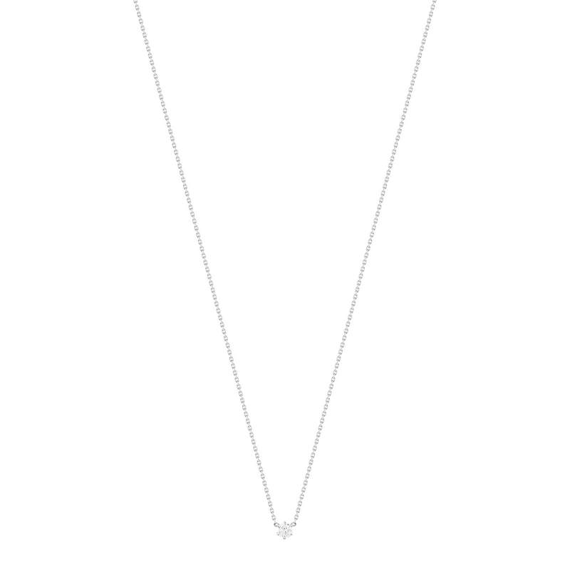 Collier solitaire or 750 blanc diamant HSI 0.2 carat 42cm - vue 2