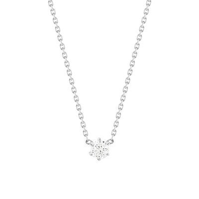 Collier solitaire or 750 blanc diamant HP1 0.2 carat 42cm - vue 1