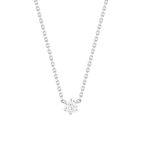 Collier solitaire or 750 blanc diamant HP1 0.2 carat 42cm