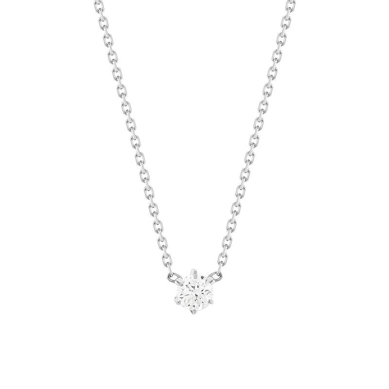 Collier solitaire or 750 blanc diamant HP1 0.2 carat 42cm - vue 1