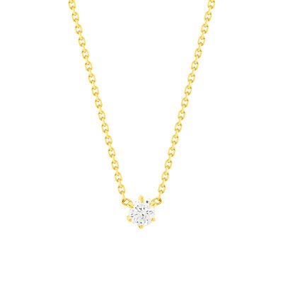 Collier solitaire or 750 jaune diamant HSI 0.2 carat 42cm - vue 1
