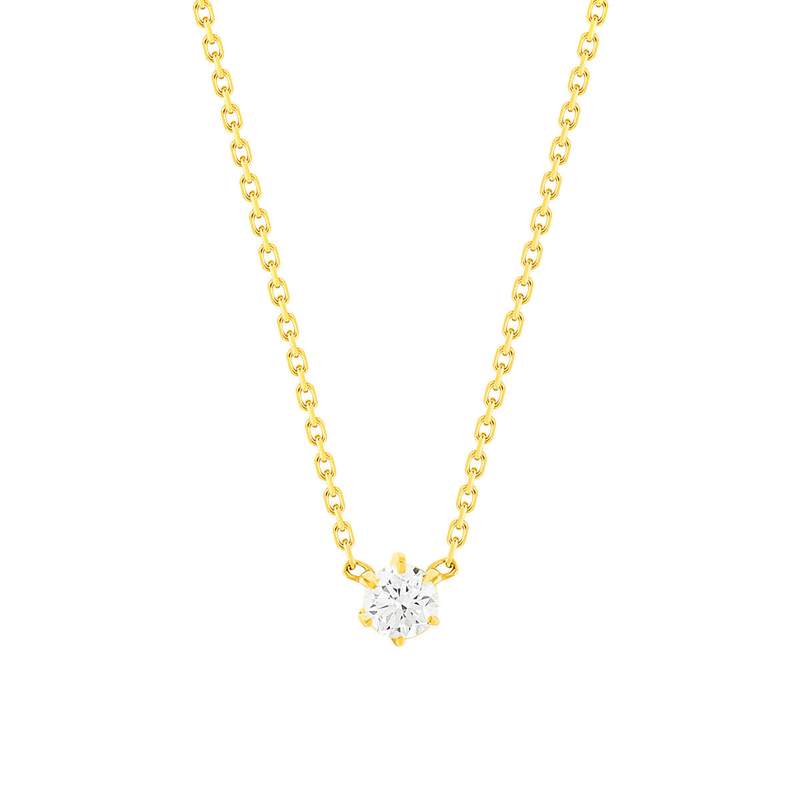 Collier solitaire or 750 jaune diamant HSI 0.2 carat 42cm - vue 1