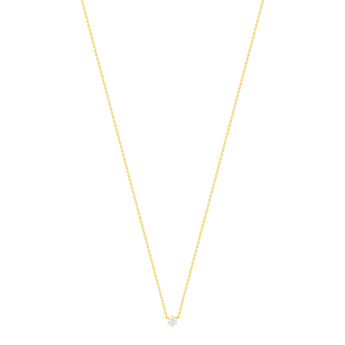 Collier solitaire or 750 jaune diamant HSI 0.2 carat 42cm - vue 2
